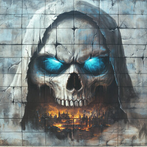 Realistic, detailed, precise, 3D rendering, image of graffiti on...