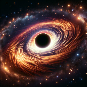 Create an image of a black hole as viewed from a safe distance i...