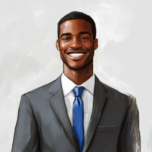 Create a portrait of a 24-year-old African American man with a v...