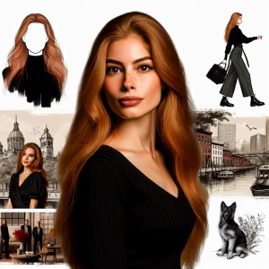 45 year old beautiful female with long ginger hair, petite, wear...