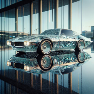 Chevrolet firebird made of glass,HDR, masterpiece, ultra-detaile...