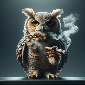 Owl smoking cigar