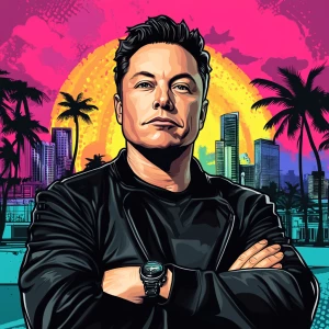 Elon Musk in GTA art style — make him look like hes on ketamine...
