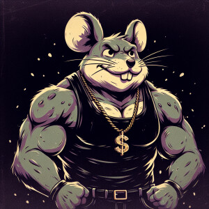 Buff Mickey Mouse look a like in tank top and gold chains