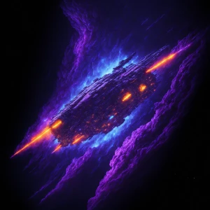 Create an image of a starship cruising through a colorful nebula...