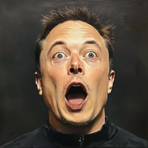 Elon Max with his mouth open says ooooo
