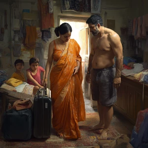 Digital art hd 1:1 ,a 54-year-old Gujarati mother who works as a...