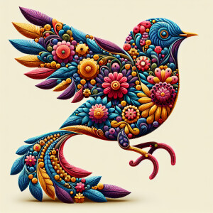 Create an image of a bird made out flowers