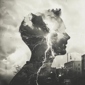 Double exposure horror thunderstorm  entity