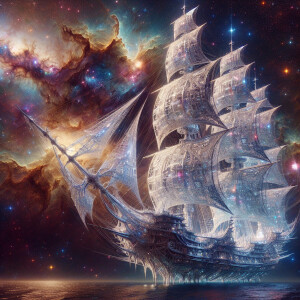 Floating gracefully in the star-studded void, the aetherial sate...