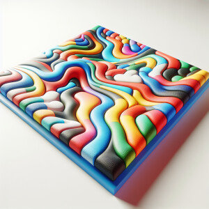 A multicolored carpet set against a crisp white background