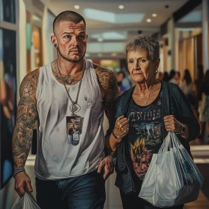 Photorealism,realism,a man beefy muscular criminal tattoed walki...