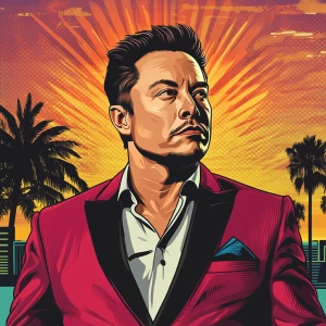 Elon Musk in GTA art style — crypto kingpin — in the style of a...
