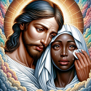 Ensure that the image distinctly represents both Jesus Christ an...