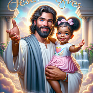 Create a 3D realistic artwork featuring the phrase 'Jesus Saves'...