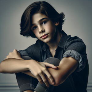 A 12 year old Spanish boy with long hair and large lips, ballet...