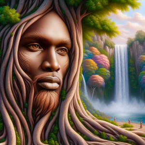 Create a hyper-realistic 3-D oil painting of a tree integrated w...