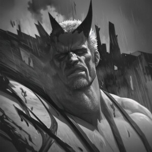 black and white high contrast oil painting style, photorealistic...