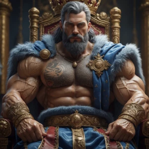 The muscular hairy prince bulgin and fullyneikein front of the k...