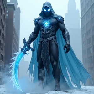 A towering, sinister Ice Reaper emerges from the frozen mist abo...