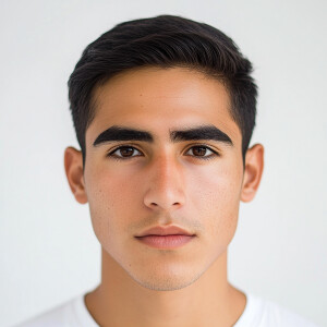 Create an image of a 21-year-old Mexican American man with a cle...