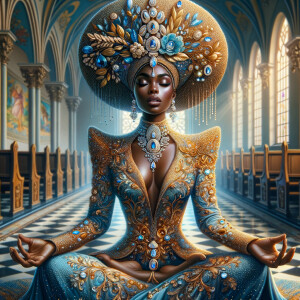 Create an illustration that embodies spirituality and a deep con...