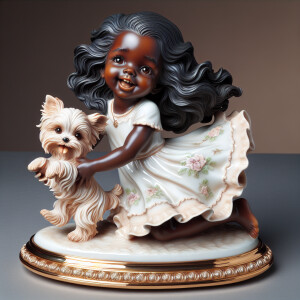 Prompt: porcelain Statue of a very light skin African-American g...