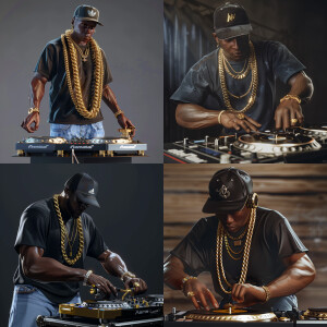 3D image of a Handsome African American DJ from the 90’s. He we...