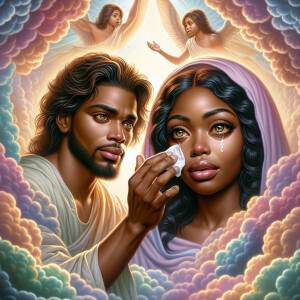 Ensure that the image distinctly represents both Jesus Christ an...