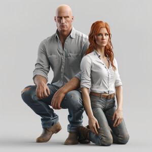 A photorealistic high resolution image. Light ginger haired fema...