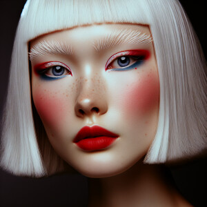 Create a photograph of a  high fashion beauty inspired by Annie...