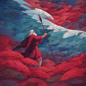Moses parting the Red Sea
