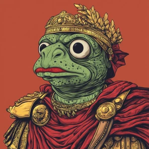 Pepe with pumped-up lips of a bright red color in carton style...