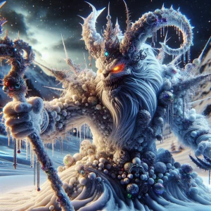 Snow man, in the style of Yautja's (Hunter Predator),ultra-detai...