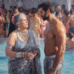 Hyperrealism,painting a punjabi   mother in law, in her late 50s...