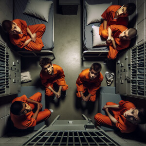 Three Caucasian Male juvenile inmates about 13 to 16 years old a...