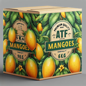 Design a 5 kg mango cardboard carton for ATF Mango Farms Pvt Ltd...