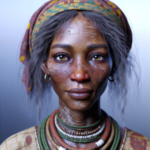 Ugly weathered African woman