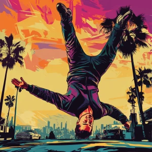 Elon Musk in GTA art style — do a handstand — in the style of a...