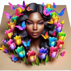 3D face of a light skin african-American beautiful woman with br...