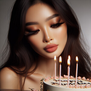 Picture a 23 year old girl with long dark brown hair and long ey...