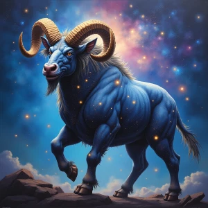 A magnificently imposing galactic minotaur, its muscular form ad...