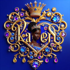 VCraft a 3-D image showcasing the name 'KAREN' in a luxurious go...