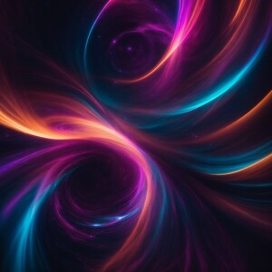 A mesmerizing whirl of neon-colored cosmic gases and dust dances...