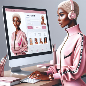 A beautiful light skin African American woman with with a pink j...