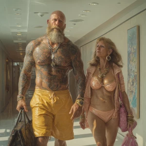 Hyperrealism digital painting ,a australia muscular beefy bearde...