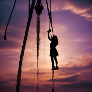 On a giant fishing hook being lowered into the abyss