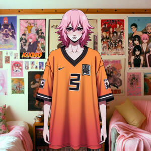 Sakura Haruno from “Naruto” in the bedroom of Ichigo Kurosaki fr...