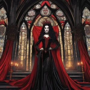 A highly detailed, gothic vampire fantasy scene inspired by a co...