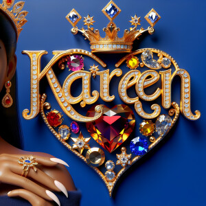 VCraft a 3-D image showcasing the name 'KAREN' in a luxurious go...